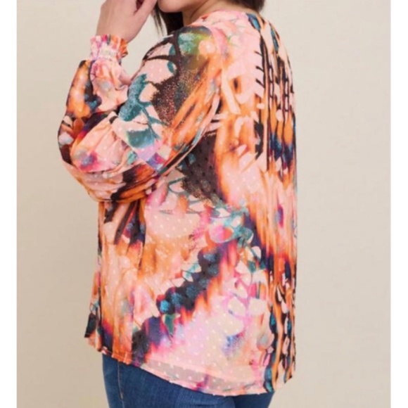 🆕 Chiffon Clip Dot Blouson Sleeve Blouse Top 1 1X 14 16 NWT Torrid New! - Picture 4 of 7